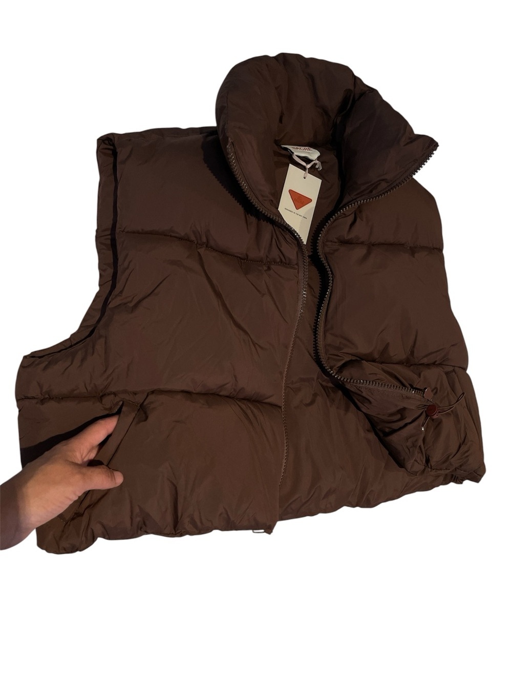 Sacré Crop Vest Sleeveless Puffer Jacket Ladies Warm Sz XL Outdoor Stand Collar - Picture 3 of 5